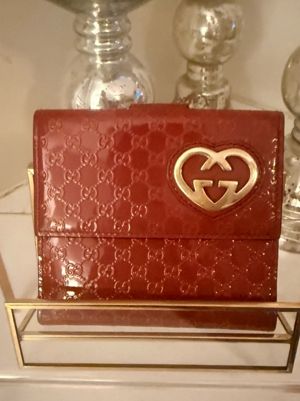 ✨ Rare GUCCI Pink Patent Guccissima Lovely Heart Compact Wallet ✨ authentic